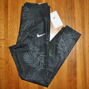 Nike Dri-Fit One Luxe Mid-Rise 7/8 Leggings Womens M Black Floral